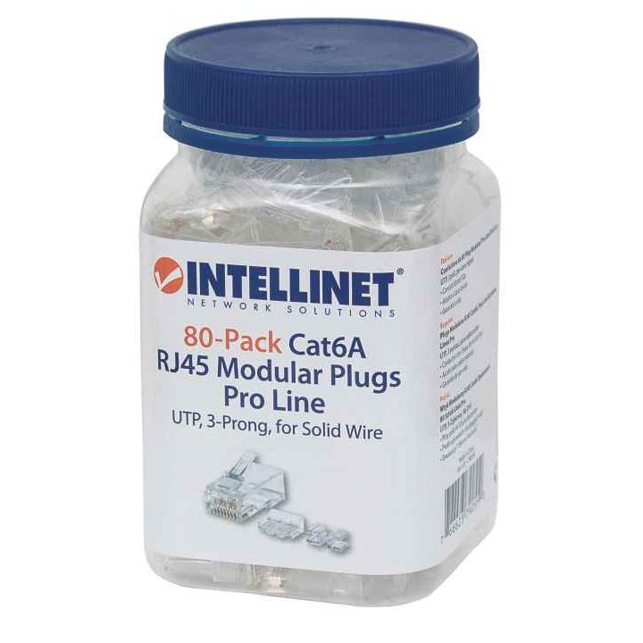 Intellinet RJ45 Plug CAT6A Solid UTP Box of 80 pcs 50-MICRAS Gold PRO