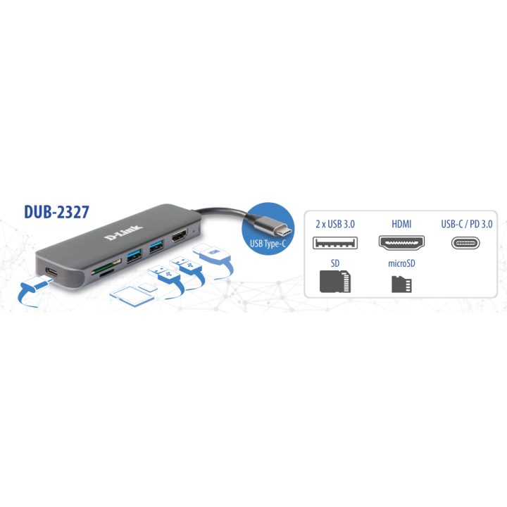 D-Link DUB-2327 base para portátil e replicador de portas com fios…