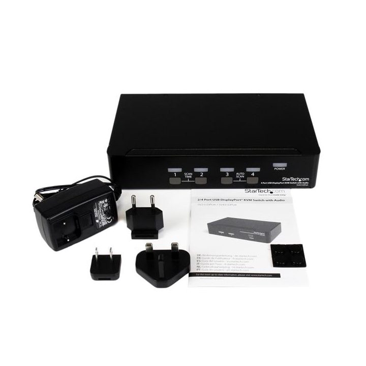 StarTech.com 4-Port KVM Switch DisplayPort DP Hub USB 2.0 Audio -…