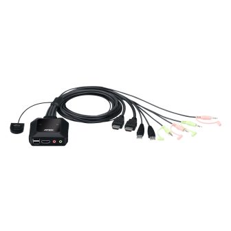 ATEN 2-Port USB 4K HDMI KVM Switch with Cable and Remote Port Selector