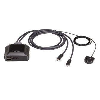 ATEN 2-Port DisplayPort 4K USB-C KVM Switch with Remote Port Selector