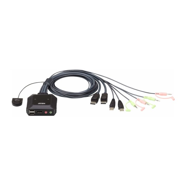ATEN Switch KVM formato cable DisplayPort USB de 2 puertos selector…