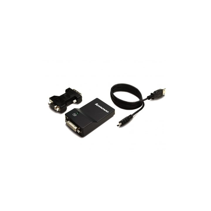 Lenovo USB 3.0 - DVI/VGA USB Graphics Adapter 2048 x 1152 Pixels Black