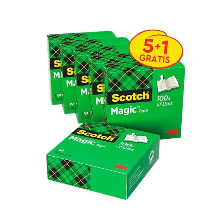 Scotch Pack 5+1 rollos cinta invisible 19mm x 33m MAGIC810P5+1 scoth…