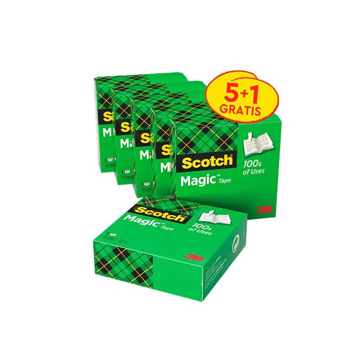 Scotch Pack 5+1 rollos cinta invisible 19mm x 33m MAGIC810P5+1 scoth…