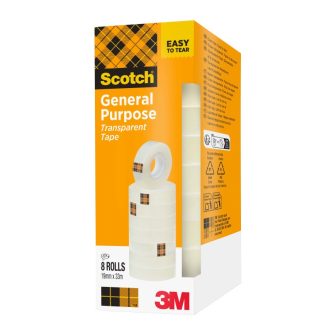 Pack 8 rollos cintas adhesivas transparente 19mm x 33m 508/1933…