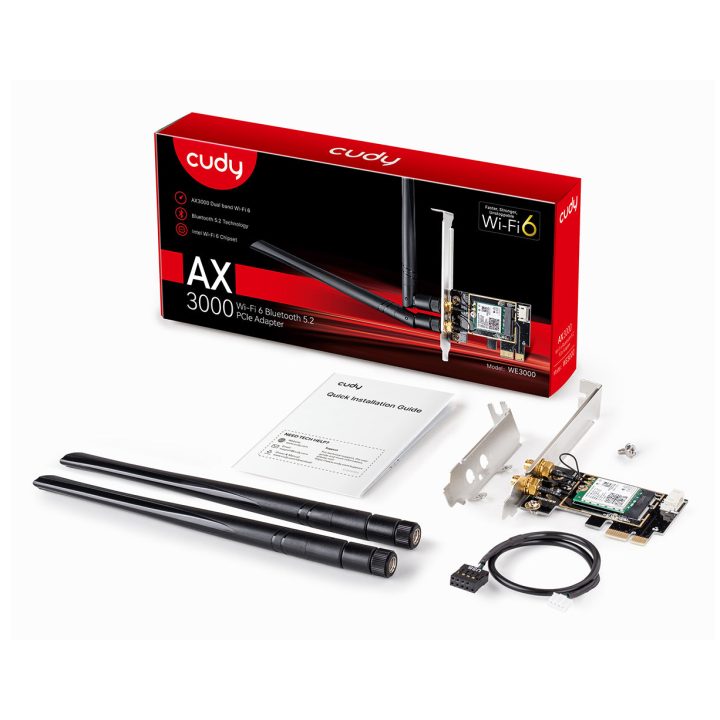Adaptador e placa de rede interna Cudy WE3000 WLAN / Bluetooth 2402…
