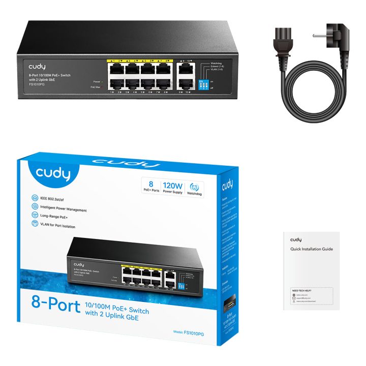 Cudy FS1010PG Unmanaged Fast Ethernet (10/100) PoE Switch Black
