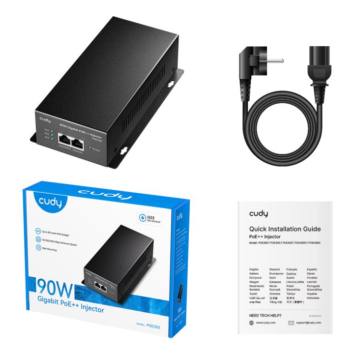 Cudy POE350 Gigabit Ethernet PoE Adapter and Injector 52 V