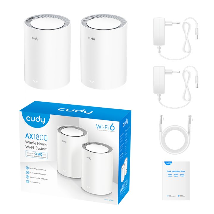 Cudy AX1800 Doble banda (2,4 GHz / 5 GHz) Wi-Fi 6 (802.11ax) Blanco 1…
