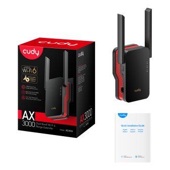 Cudy RE3000 Range Extender Network Repeater Black, Red 10, 100, 1000…