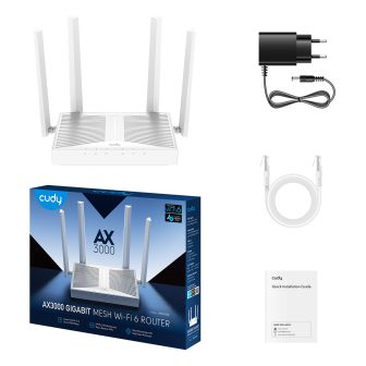 Cudy WR3000E router inalámbrico Gigabit Ethernet Doble banda (2,4 GHz…
