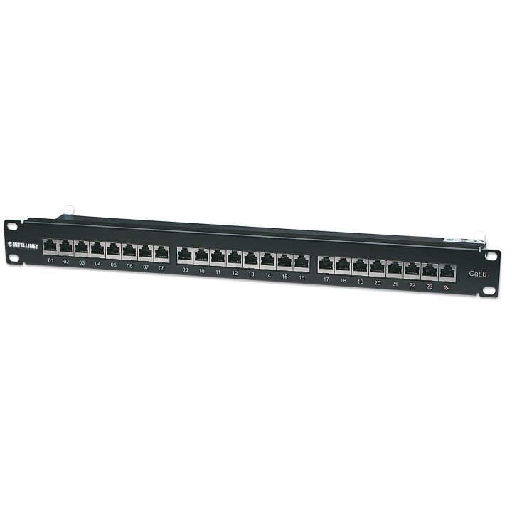 Intellinet Patch Panel, Cat6, FTP, 24 Ports, 1U, Shielded, 90°…