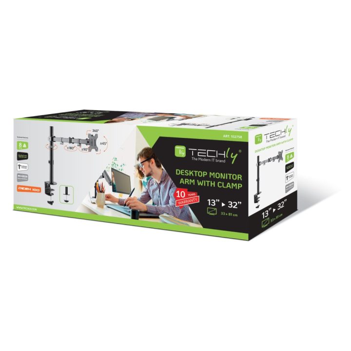 Techly ICA-LCD 503BK soporte para monitor 32" Escritorio Negro