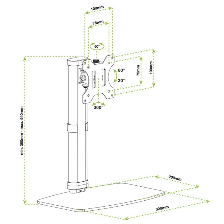Techly ICA-LCD 260 suporte para monitor 27" Secretária Branco