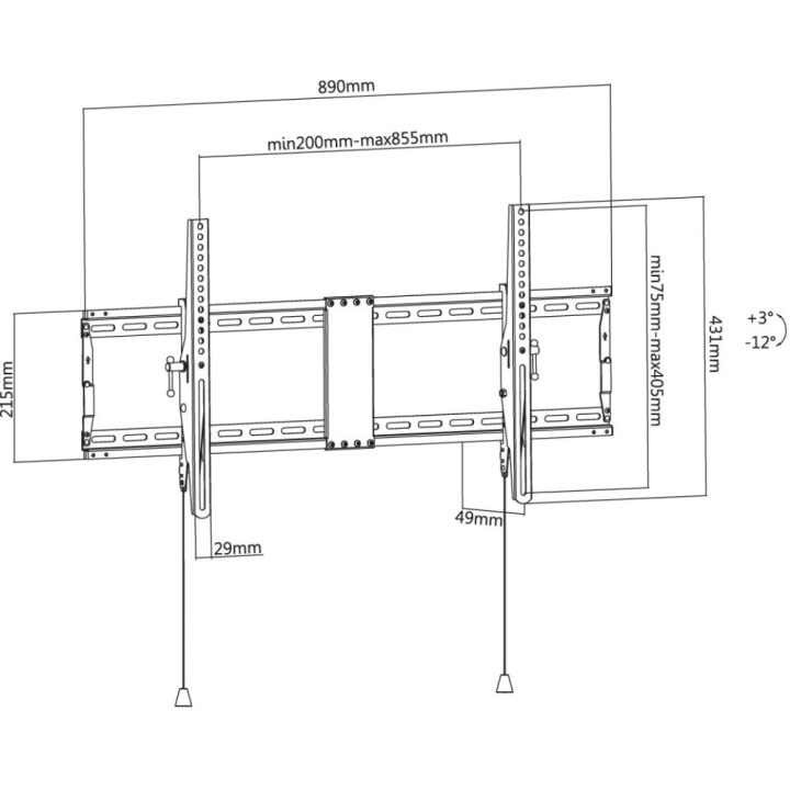 Techly ICA-PLB 590 TV Mount 2.29 m (90") Black