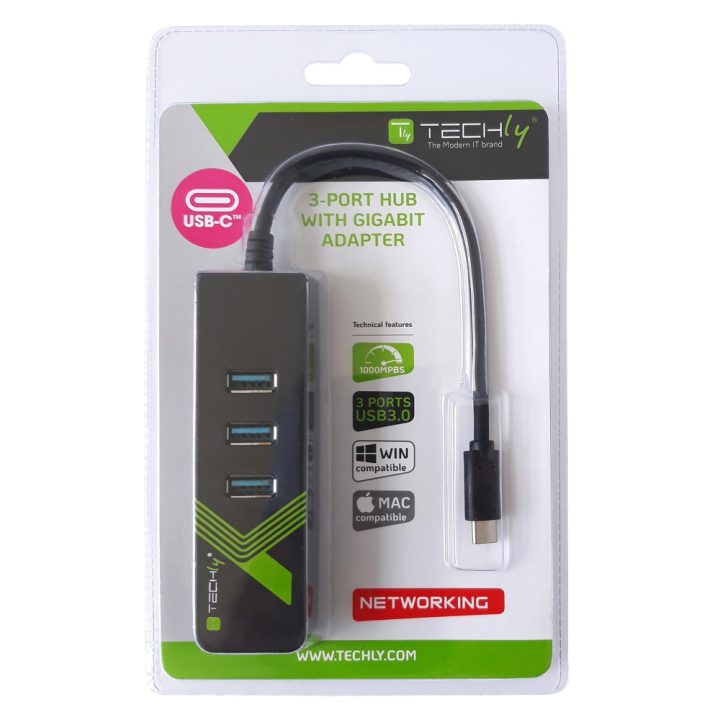 Techly IDATA USB-ETGIGA-3C2 base para portátil y replicador de…