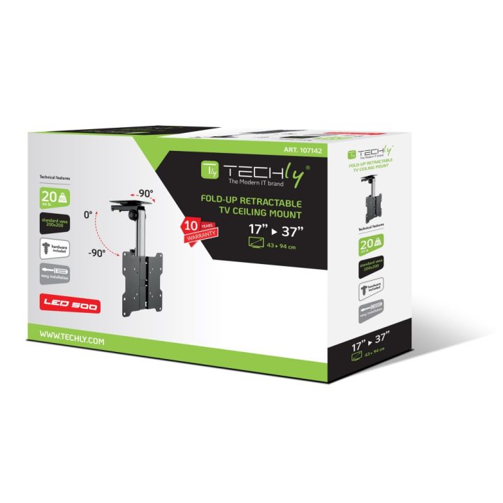 Techly ICA-CPLB 222 soporte para TV 37" Negro, Plata