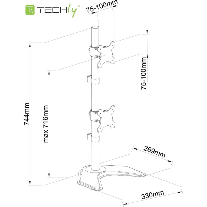 Techly ICA-LCD 2520V soporte para monitor 27" Escritorio Negro