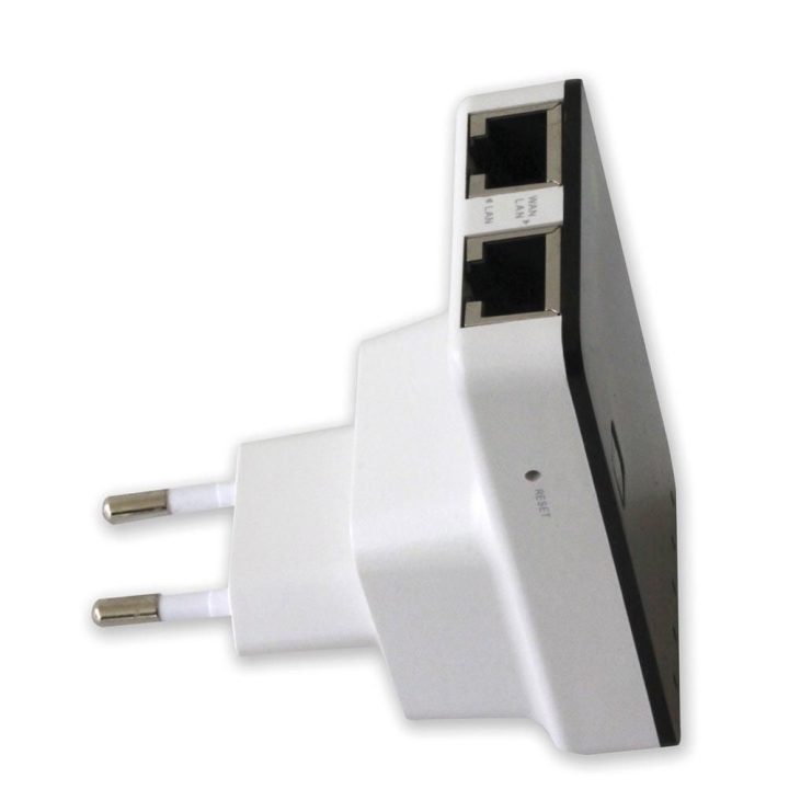 Techly I-WL-REPEATER2 router inalámbrico Ethernet rápido Negro, Blanco