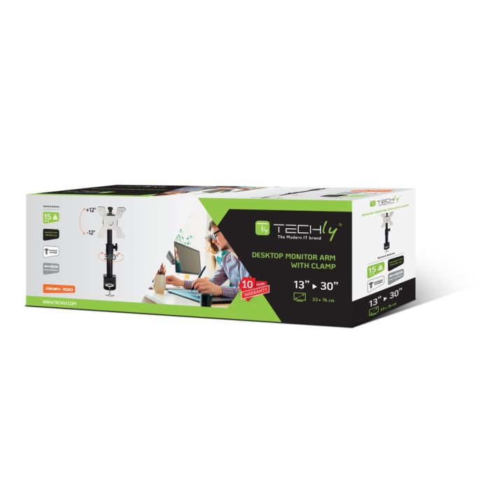 Techly ICA-LCD 500BK soporte para monitor 30" Escritorio Negro