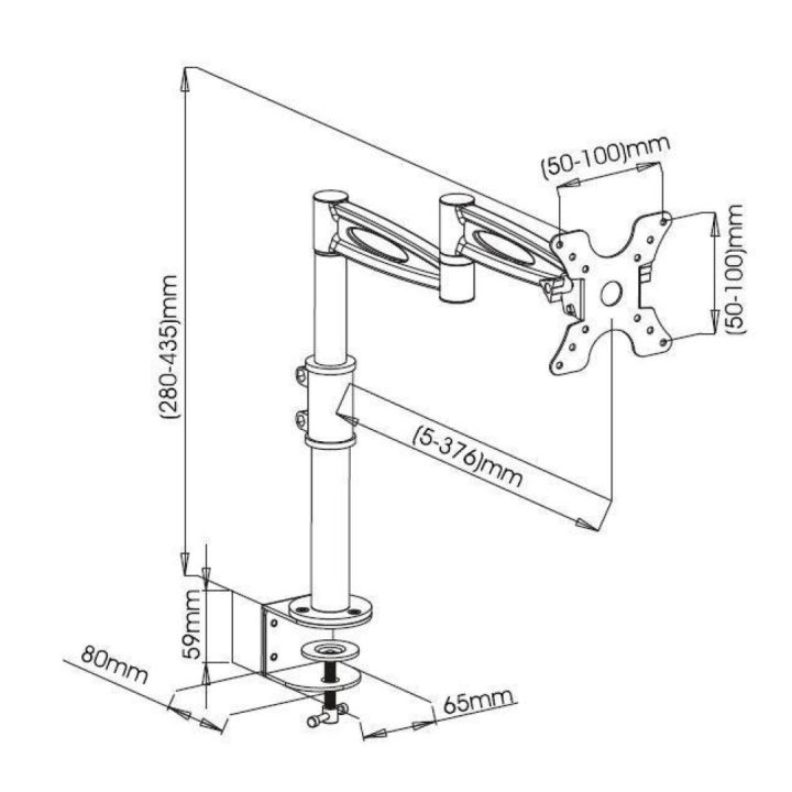 Techly ICA-LCD 502BK suporte para monitor 27" Secretária Preto