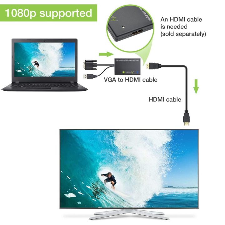 Techly IDATA HDMI-VGA3 adaptador de cabo de vídeo Preto