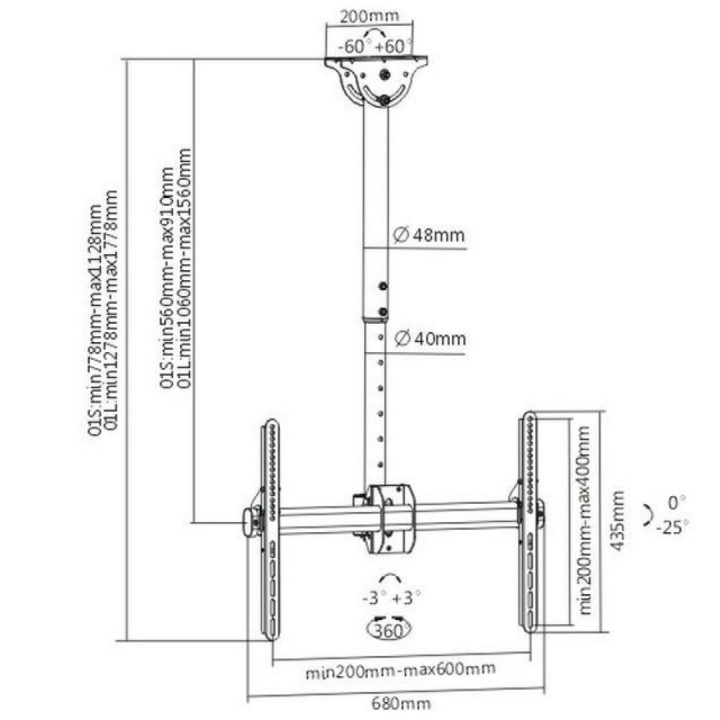Techly ICA-CPLB 946S soporte para pantalla de señalización 70" Negro