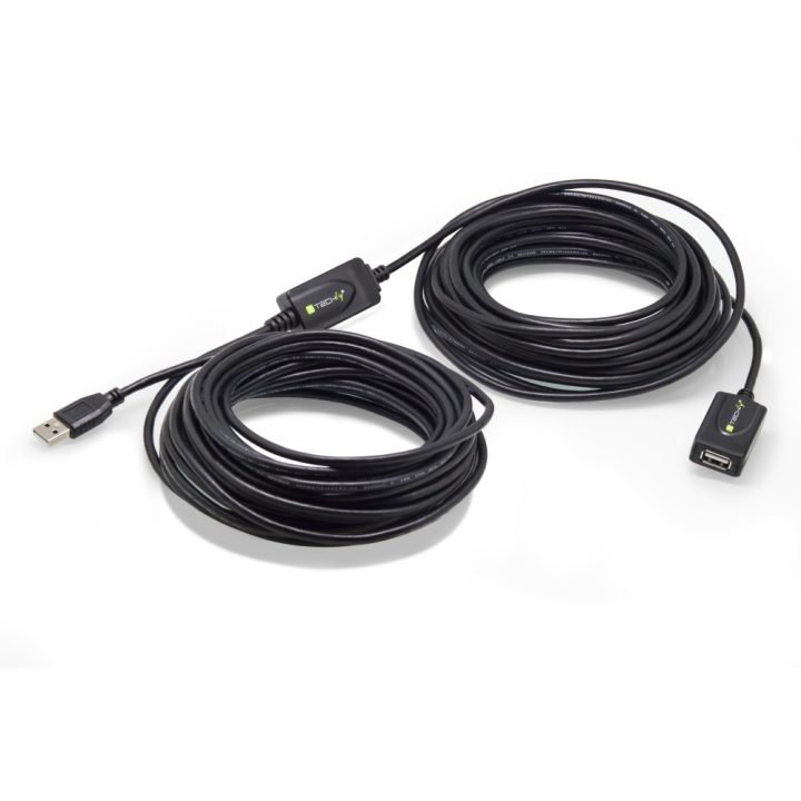 Techly IUSB-REP220TY3 cabo USB USB 2.0 20 m USB A 0,48 Gbit/s Preto