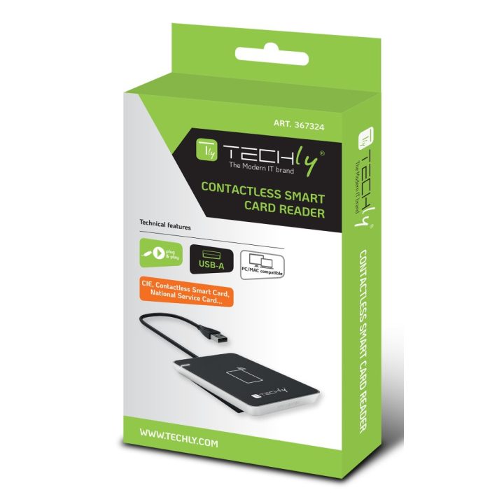 Techly I-CARD CAM-CIE USB RFID Reader, Black, Silver