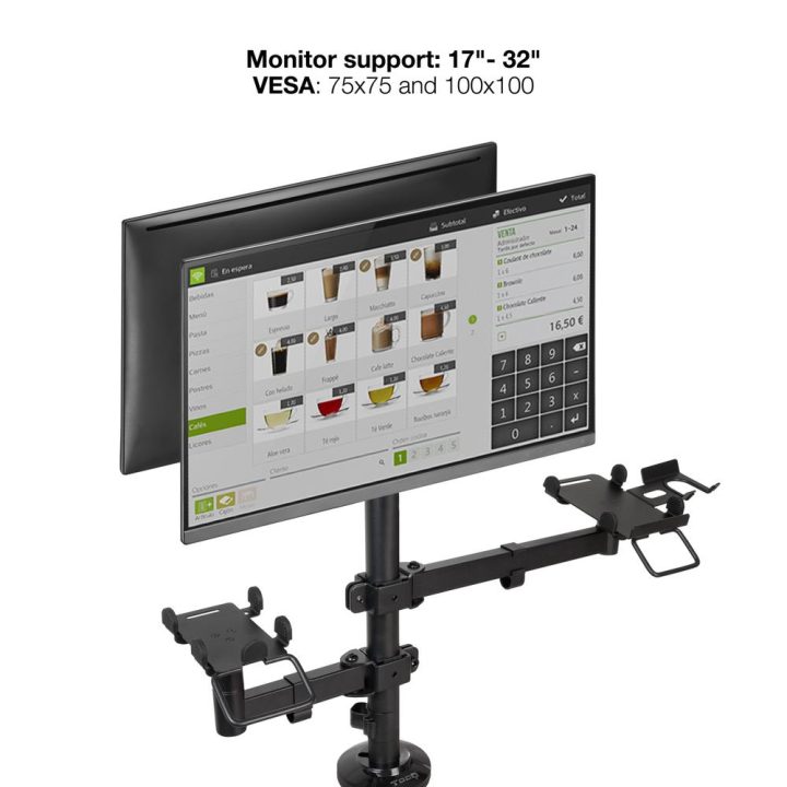 TooQ Suporte de Mesa para TPV/Impressora/Ecrãs/Terminal/Leitor