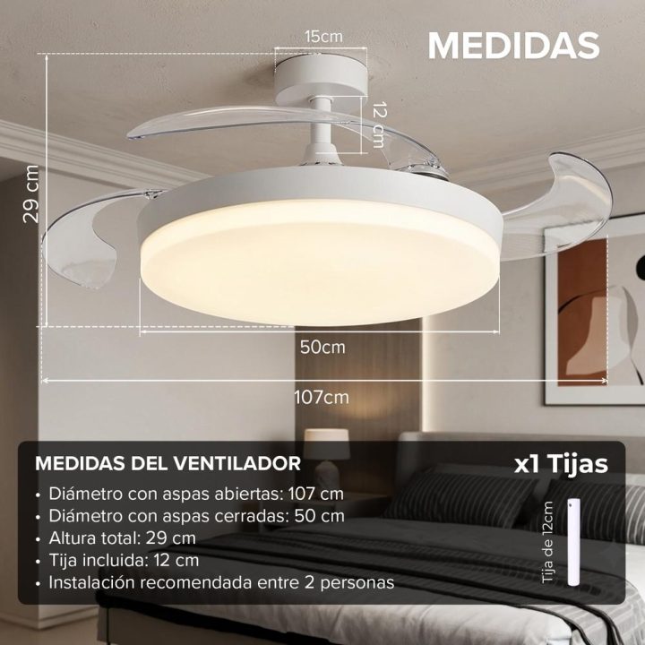 Yoevu 3NOD - Ceiling fan with LED light Concept Ova DC motor 6 speeds…