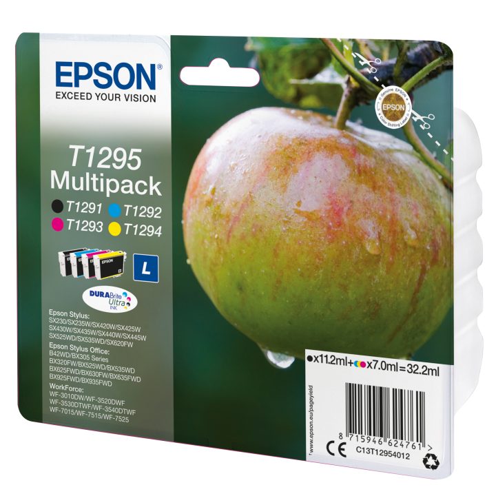 Epson Apple 4-Color Multipack Ink T1295 DURABrite Ultra Apple