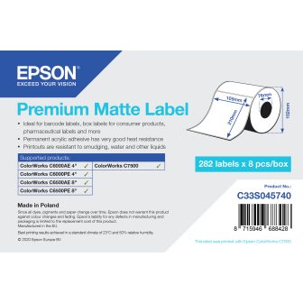 Epson Premium Matte Label - Die-Cut Roll: 105mm x 210mm, 282 etiquetas