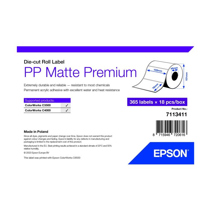 Epson 7113411 Printer Label White Self-Adhesive Printer Label