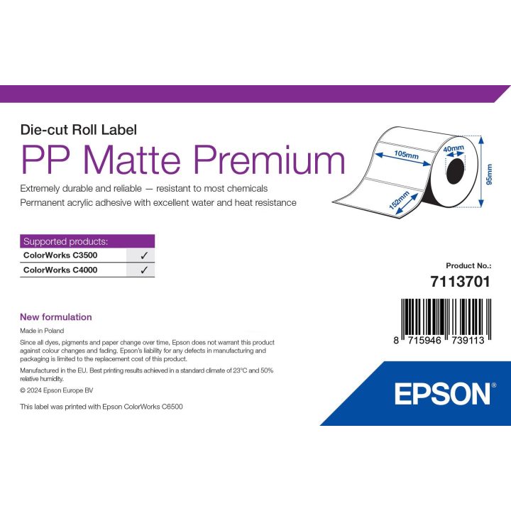 Epson 7113701 Etiqueta de Impressora Branca Etiqueta para Impressora…
