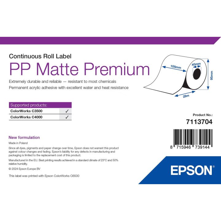 Epson 7113704 etiqueta de impressora Branca Etiqueta para impressora…