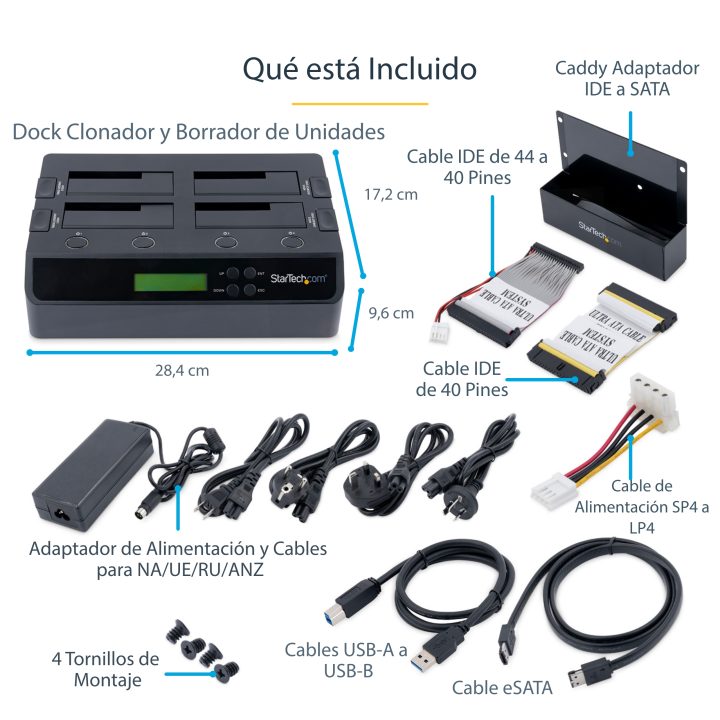 StarTech.com Clonador Borrador Autónomo USB 3.0 / eSATA a SATA de 4…