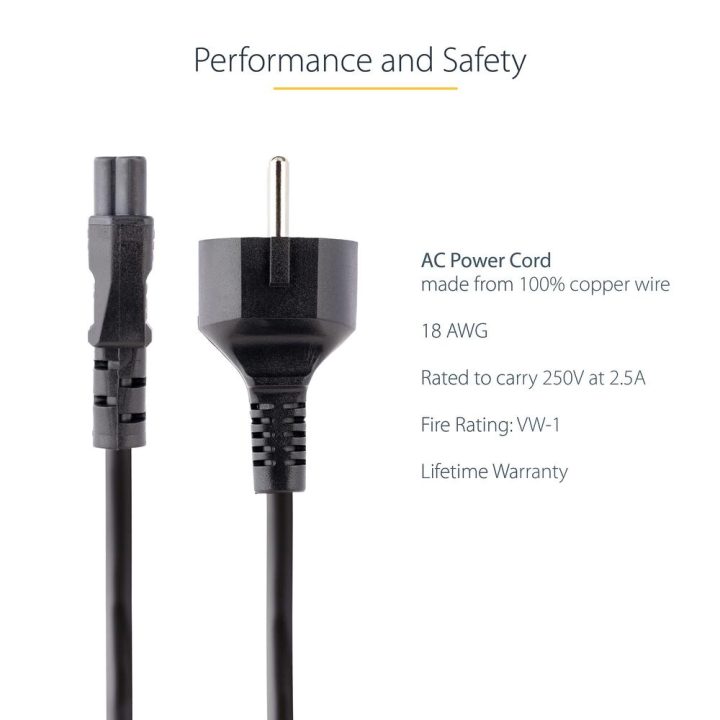 StarTech.com Cable de 1m de Alimentación para Portátiles, Enchufe UE…