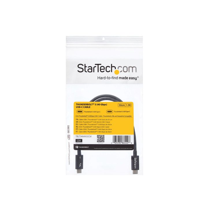 StarTech.com Cabo Thunderbolt 3 Passivo de 50cm - 40Gbps - PD 100W -…
