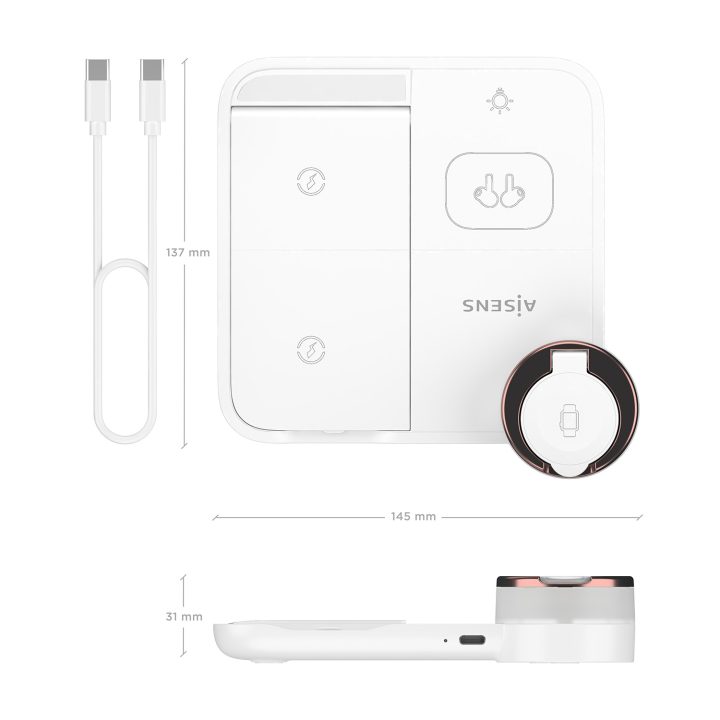 AISENS Cargador Inalambrico USB-C 4 en 1 De 15W Para Movil, Apple…