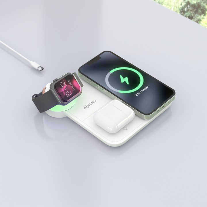 AISENS 4-in-1 USB-C Wireless Charger 15W for Phone, Apple Watch…