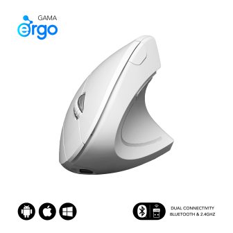 Subblim Glide Vertical Ergo Wireless Mouse White (SUBMO-EDGVW02)