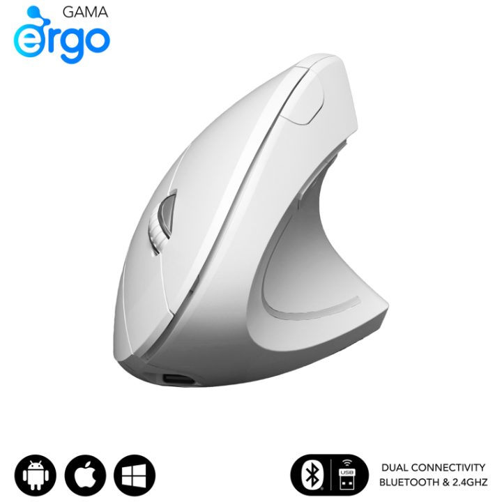 Subblim Glide Vertical Ergo Wireless Mouse White (SUBMO-EDGVW02)