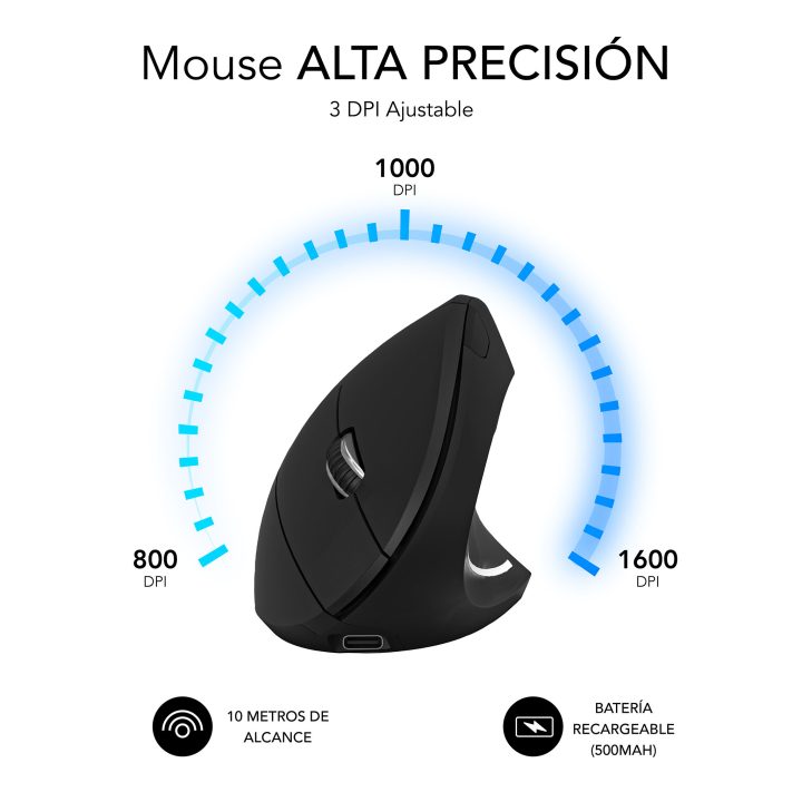 Subblim Glide Vertical Ergo Wireless Mouse White (SUBMO-EDGVW02)