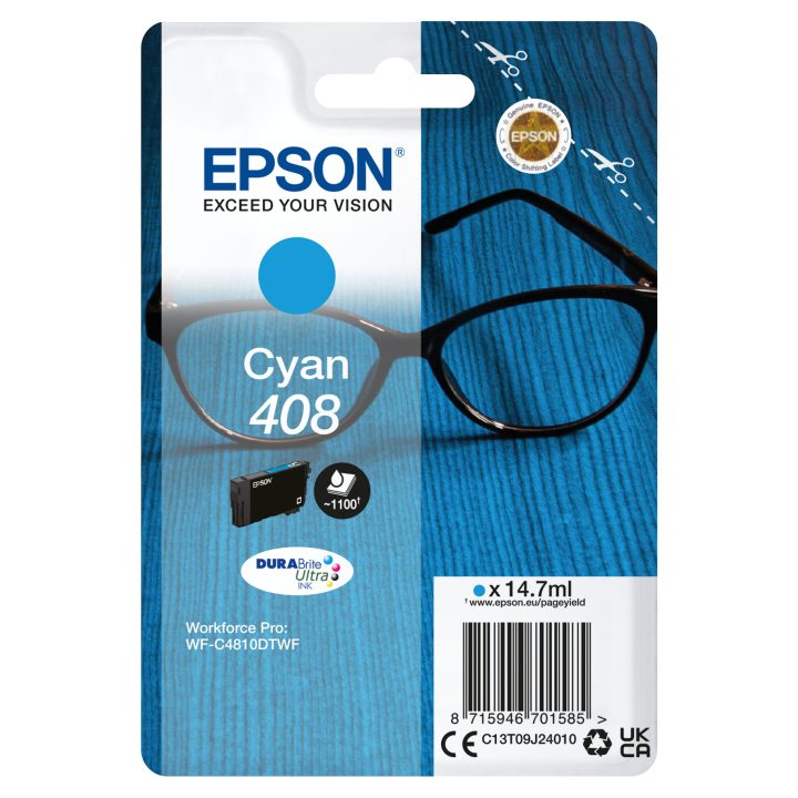 Epson Cyan Ink 408 DURABrite Ultra Glasses
