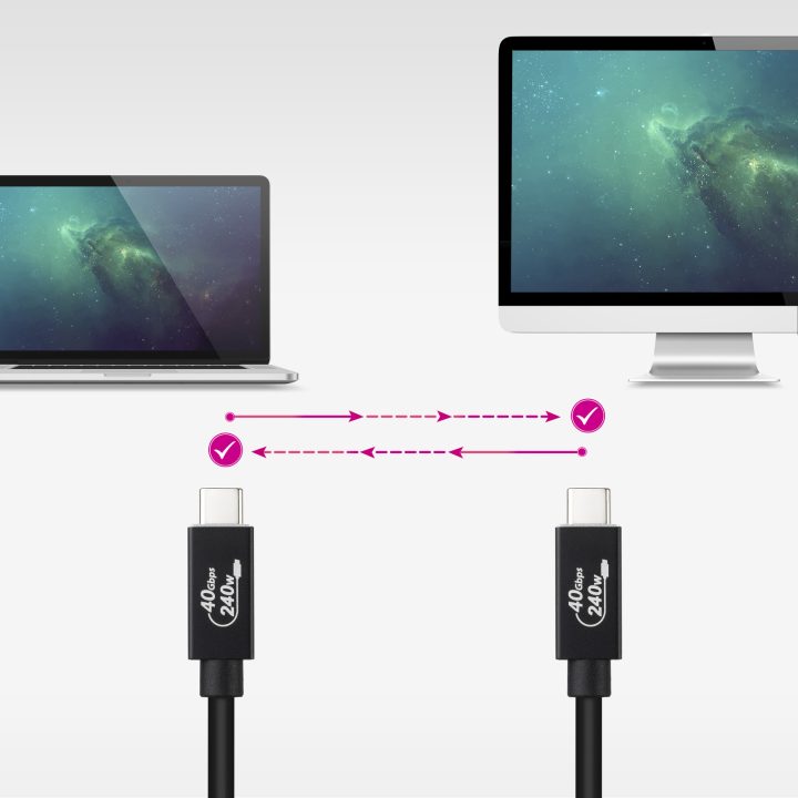 Nanocable USB 4 Gen 3x2 40Gbps 5A/240W Cable, USB-C/M-USB-C/M, Black…