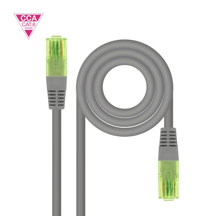 Nanocable Cat.6 UTP AWG26 CCA RJ45 Patch Cable, Gray, 25 cm