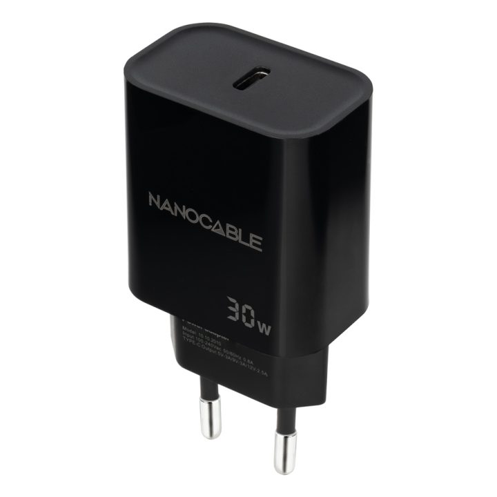 Nanocable Carregador USB-C PD 30W, Preto