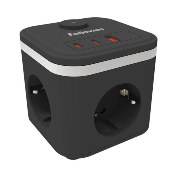 Fellowes Power Cube 2 m 3 saídas AC Interior Preto